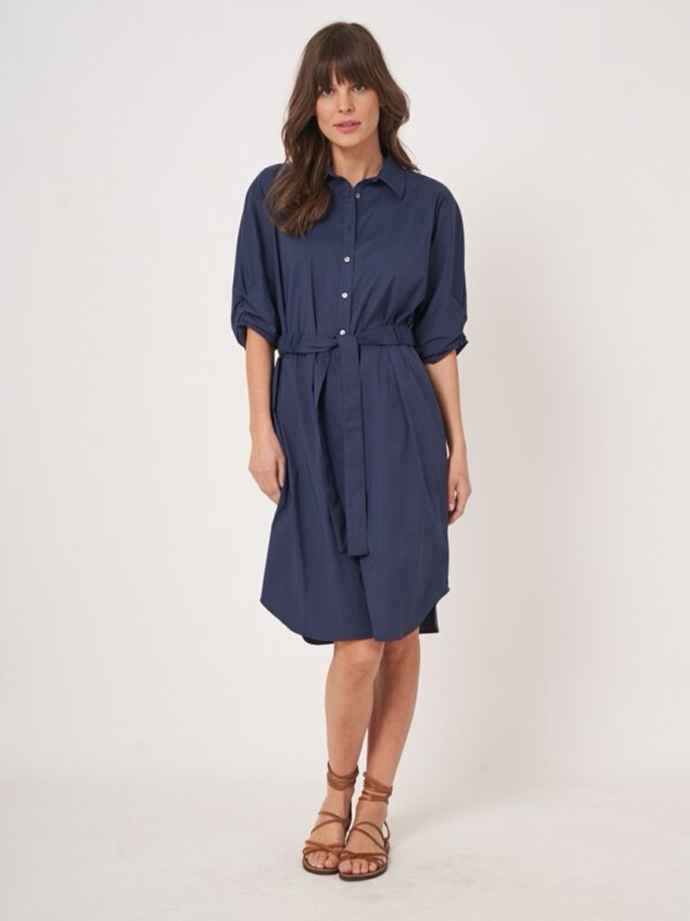 Repeat Shirt Dress With Short Batwing Sleeves And Belt size small